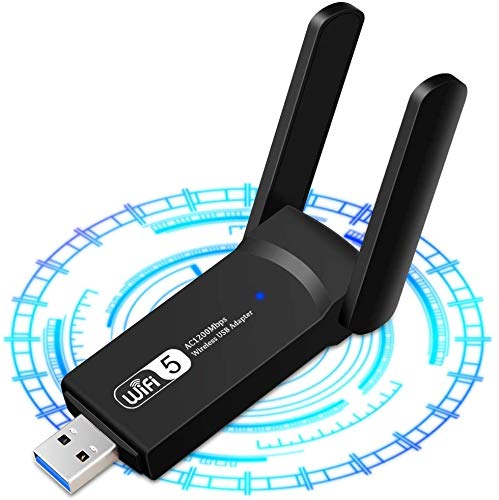 Adattatore Antenna WiFi USB Chiavetta WiFi 1200Mpbs, Adattatore USB3.0 WiFi,Dual Band Adapter con Antenna 5dBi (300Mbps/2.4GHZ,867Mbps/5.8GHZ)802.11ac per Windows XP/Vista/7/8/10, Linx2.6X MacOSX