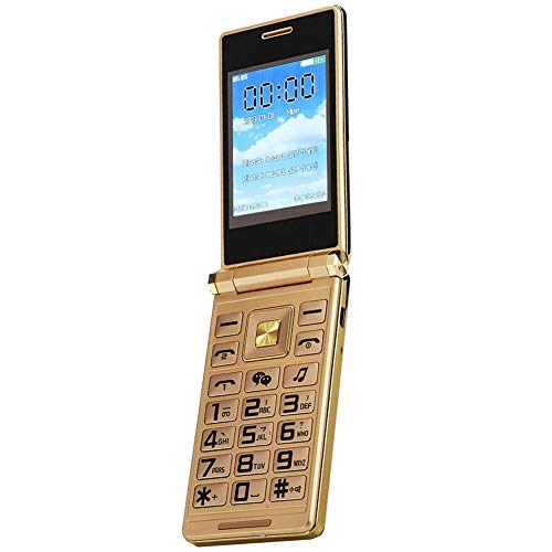 Kafuty Telefono Cellulare Flip per Gli Anziani 3.0Pollici Touch Screen Grandi Pulsanti 2G gsm Double SIM Carta 6800mAh Telefono Sbloccato con Torcia Elettrica per Persone Anziane (Oro)(Spina EU)