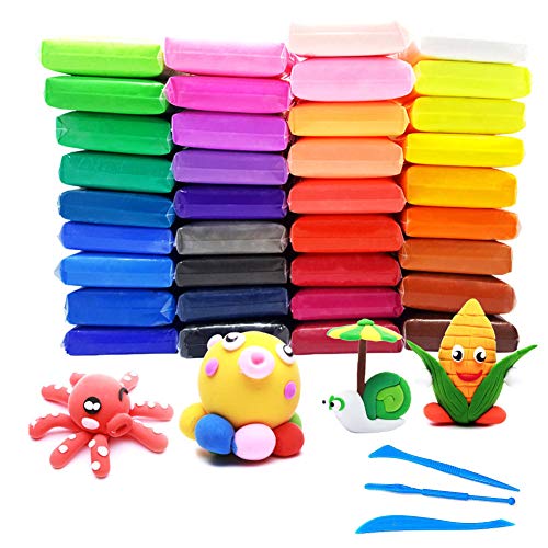 GOODJING Modeling Clay 36 Color Plasticine Air Dry Clay, 36 Pack Ultra Light Modeling Clay Oven Bake DIY Colored Clay with Tools,Children Educational Toys & DIY Gifts