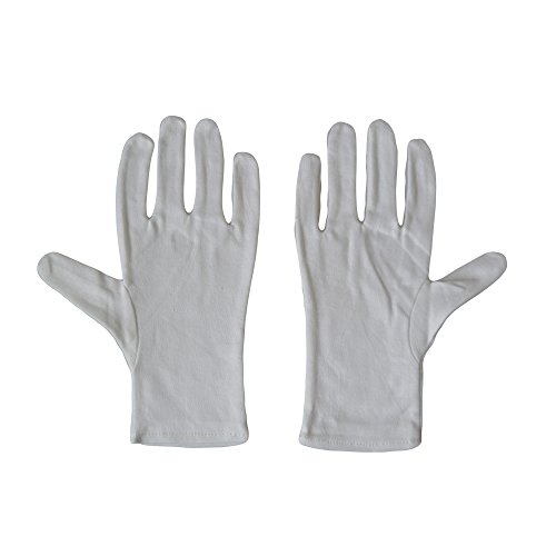 Kaavie - Uomini 100% morbidi guanti di cotone bianchi x 2 coppie di grandi dimensioni