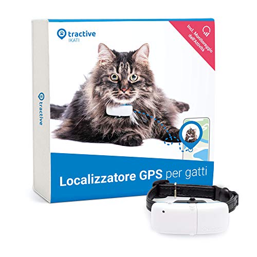 Tractive TRKAT1 - Localizzatore GPS per gatti, a Portata illimitata, Monitoraggio dell'attività, Durata della batteria fino a 5 giorni, Impermeabile, Taglia Unica