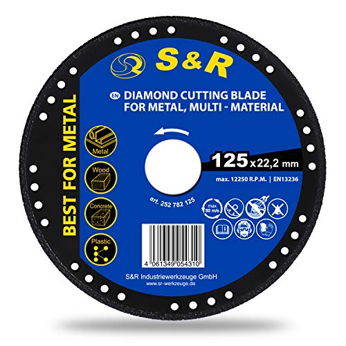 S&R Disco Diamantato 125 per Smerigliatrice. Taglio Legno Metallo Ferro Plastica. Mola da taglio Universale