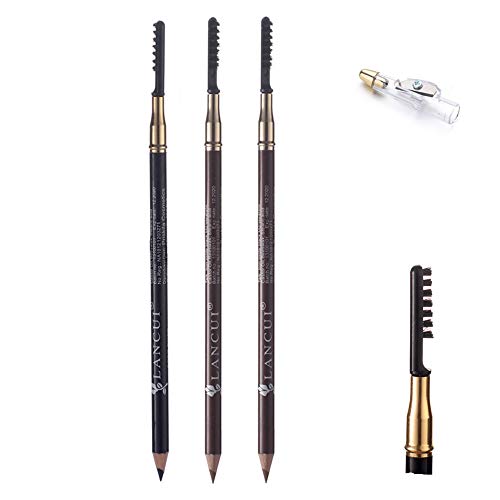 Matita Sopracciglia Professional Eyebrow Pencil, Formula a Lunga Durata, Pettinino Incorporato, Confezione da 3(Marrone*2,Nero*1)