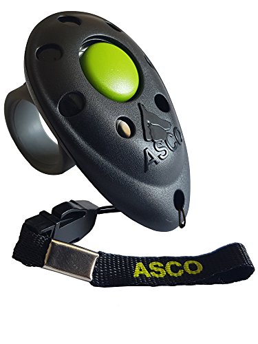 ASCO Clicker Premium, clicker da Dito per clicker Training, clicker Professionale per Cani, Gatti e Cavalli, clicker per addestramento Cani, Nero AC01F