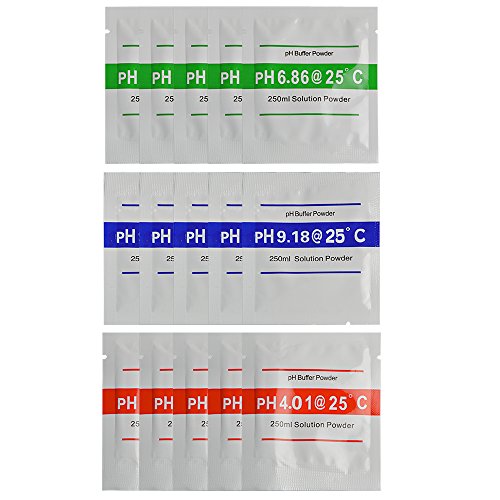 Neuftech 15pcs Buffer in Polvere per pHmetro Calibrazione PH Metro Test (5X pH4.00, 5X pH6.86, 5X pH9.18) …