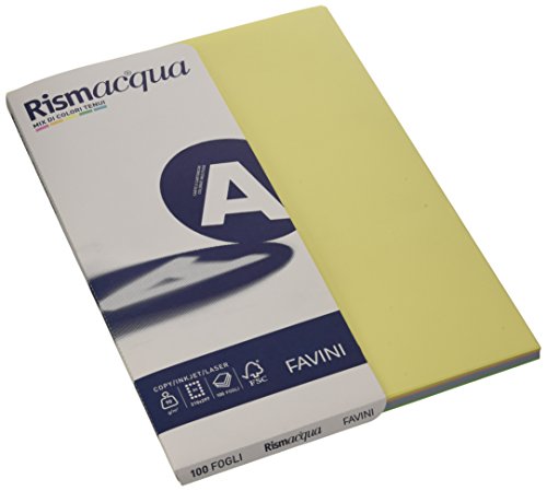 Favini Carta Colorata Rismacqua A4-90 g/mq - Assortiti 5 Colori - A69x124 (risma100)