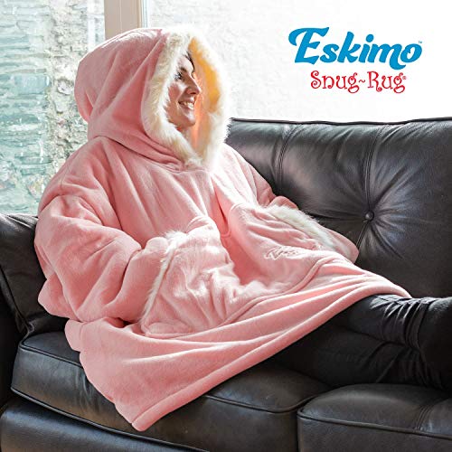 Snug Rug The Eskimo - Felpa a coperta con cappuccio, super morbida e calda, in pile Sherpa, taglia unica, unisex Quarzo rosa. Taglia unica