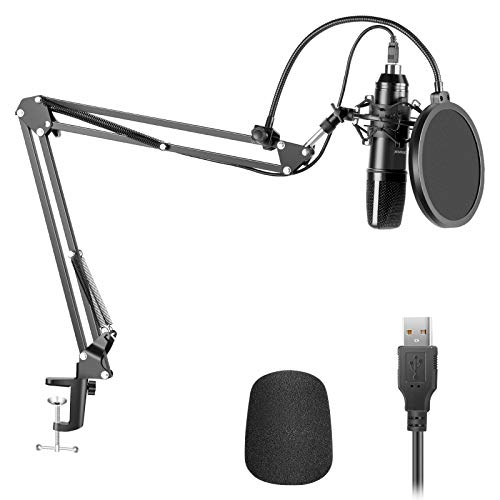 Neewer Kit Microfono USB200 192KHz/24Bit Plug & Play Cardioide a Condensatore con Professionale Audio Chipset, Stand Braccio Forbici, Supporto Anti-vibrazione & Filtro Pop per YouTube TikTok Giochi