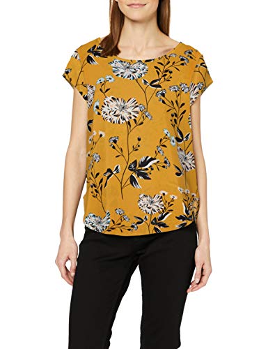ONLY NOS Onlvic Ss Aop Top Noos Wvn, Camicia Donna, Multicolore (Chai Teal Aop: Yellow Flower), 38