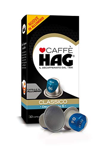 Hag - Capsule Caffè Decaffeinato Espresso Classico - Compatibili con Macchine Nespresso - 100, in Alluminio - Intensità 6