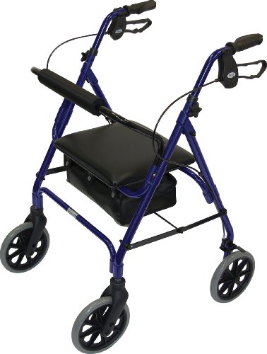 Giorni 09 135 6336/105 leggero pieghevole a quattro ruote deambulatore camminatore con sedile imbottito, Freni bloccabili e Carry Bag - Medium, Blu, blue