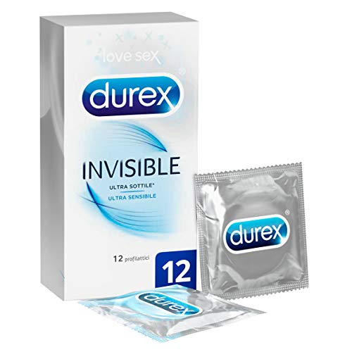 Durex Invisible Preservativi Ultra Sottili ad Alta Sensibilità, 12 Profilattici