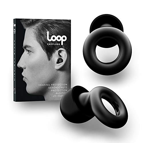 Loop Tappi per le Orecchie a Riduzione di Rumore - Rimuovono 20 Db di Suono - Tappi per Protezione Orecchie per Musicisti, Moto, Piscina, Sport - Ideali per Musica dal Vivo - Silicone e Spugna - Nero