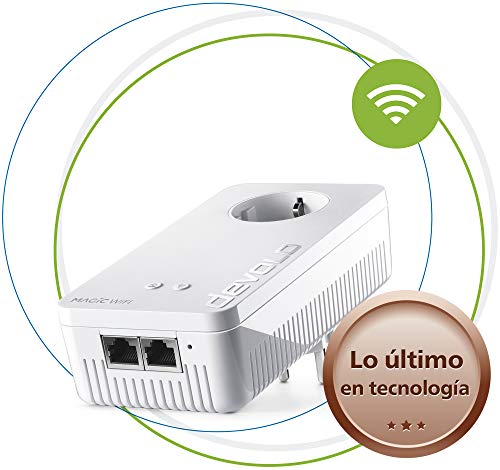 Devolo Magic 1 – adattatore di estensione Powerline Wi-Fi (Wi-Fi ac fino a 1200 Mbps, 2 connessioni LAN Ethernet, spina integrato, Mesh Wi-Fi) Bianco