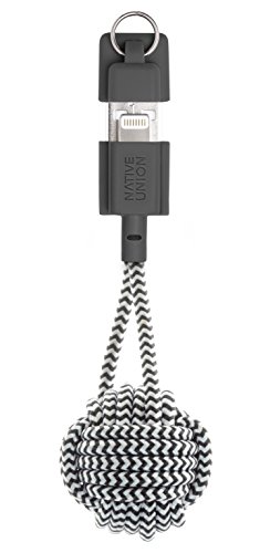 Native Union Key Cavo - Cavo di Caricamento Rinforzato Ultra-Resistente [Certificato MFi] Lightning a USB con Portachiavi (Zebra)