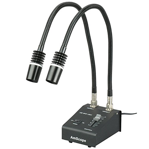 Amscope - Lampada a doppio collo di cigno, con potenti LED da 6 watt