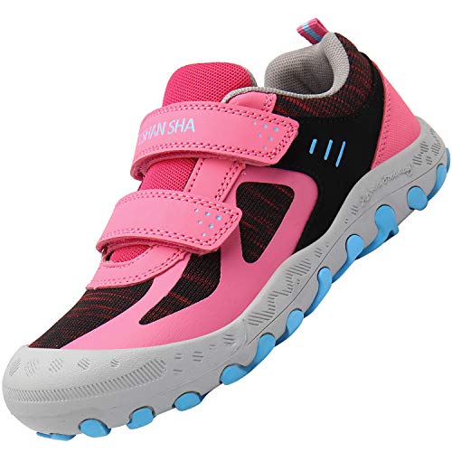 Scarpe da Montagna Bambini Velcro Scarpa da Trekking Ragazzi Traspiranti Scarpette da Trail Ragazze Estive Pink 25 EU