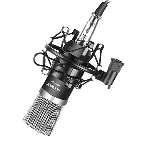 Neewer NW-700, Microfono a condensatore professionale da studio per trasmissione e registrazione, Nero