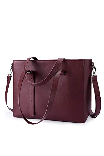 ECOSUSI - Borse Grande Donna Capiente Borsa a tracolla per laptop da 15,6 Pollici Impermeabile Borse Laptop Tote in Pelle PU Borsa da Lavoro Shopper Borsetta Shopping Borsa Firmate Borse a Spalla