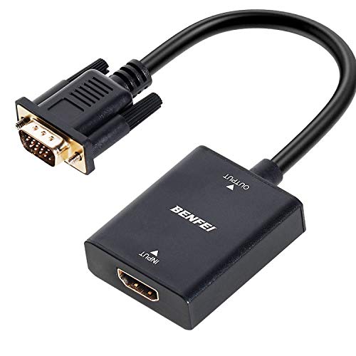 Adattatore da HDMI Ingresso a VGA Produzione,BENFEI HDMI Femmina a VGA Maschio Con jack audio da 3,5 mm, Compatibile con TV Stick, Computer, Desktop, laptop