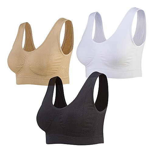 Lemef Reggiseno Sport Privo di Cuciture a Fili Liberi Reggiseno Yoga con Imbottiture Estraibili per Donne Set di 3