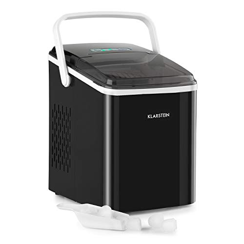 KLARSTEIN Arctic Porter - Macchina del Ghiaccio, 12kg/24h, Cubetti di 2 Misure, Produzione: 8 Minuti, Cubetti per Ciclo: 9, Serbatoio: 2 L, Schermo LCD, Timer, Senza BPA, Nero