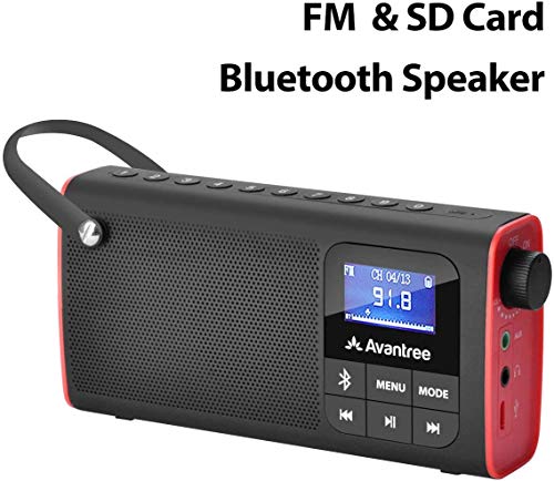 Avantree SP850 Mini Radio Portatile FM, Radiolina Tascabile con Batteria Ricaricabile, Cassa Audio Altoparlanti Bluetooth e SD Card Mp3 Player Tutto 3 in 1, Auto Scansione & Memorizzazione