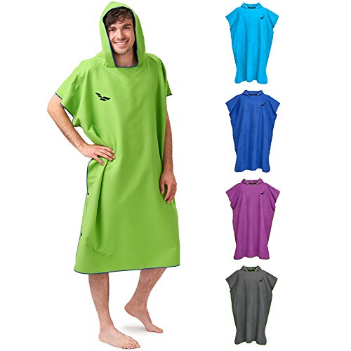 Fit-Flip Poncho Surf, Accappatoio Asciutto, Poncho ad Asciugamano in Microfibra Anche Come Asciugamano per cambiarsi in Spiaggia Taglia: M Colore: Verde-Blu Scuro