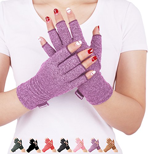 Guanti Compressione Anti-Artrite Fornire al Calore e Compressione per Aiutare a Aumentare la Circolazione Riducendo il Dolore e Promuovendo la Guarigione di DISUPPO (Purple, Large)