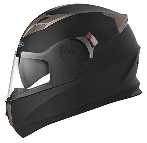 Casco Integrale Moto Scooter ECE Omologato - YEMA YM-829 Motorino Caschi Integrali Donna Uomo con Doppia Visiera Parasole, Nero opaco, S