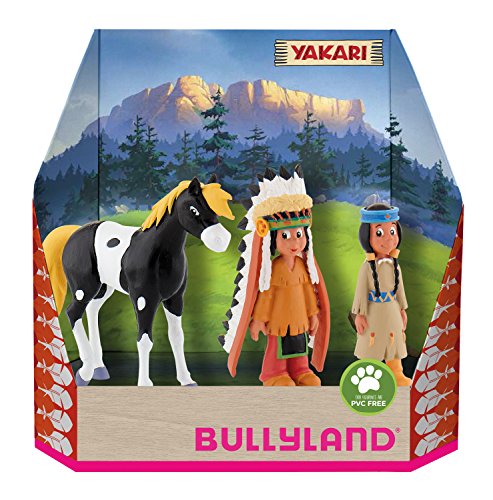 Bullyland 43309 - Set di figure di gioco, Yakari in confezione regalo, 3 pezzi, figure dipinte a mano, senza PVC, per bambini per il gioco immaginativo