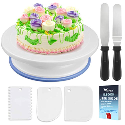 WisFox Decorazione la Torta Kit di Utensili da Decorazione con 2 set di coltelli, Set di 3 glassa liscia perfetta per torte, torte e crostate