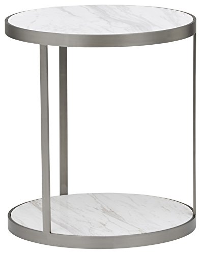 Marchio Amazon - Rivet, tavolinetto modello Molly, in marmo e acciaio inossidabile