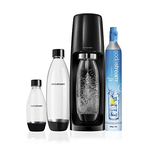 Sodastream Gasatore D'Acqua Spirit Mega Pack Black, 3 Bottiglie e 1 Cilindro Inclusi 80L, Nero, taglia unica