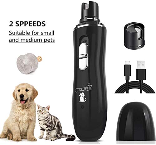 Pecute Tagliaunghie per Cani Elettrico, Accessori per la Cura delle Unghie dei Cani, Ottimo per Cani di Taglia Piccola, con Ricarica USB, 1 Testine (Nero, M)