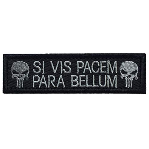 Ohrong Punisher Skull Tactical Morale Patch Armband Si Vis Pacem para Bellum Ricamato per Cappelli, Borse, Giacche con Chiusura a Strappo