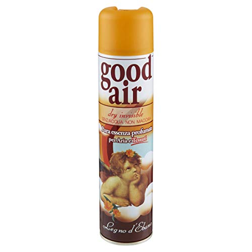 EBANO Good Air, Deodorante Ambiente Spray,al Profumo di Legno D'Ebano, con la Sua Formula asciutta Rimane in Sospensione,400 ml, Bianco, 18.3 x 23.7 x 26.4 cm