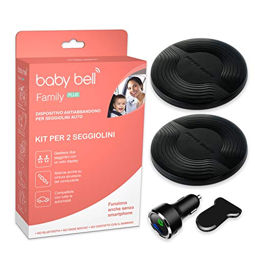 Kit 2 seggiolini | Dispositivo anti abbandono Steelmate Baby Bell Family PLUS | Funziona anche senza smartphone | PROMO OGGI & DOMANI