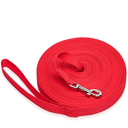 iNeego Guinzaglio per Cani 30M Guinzaglio Addestramento per Cani Nylon Guinzaglio Lungo per Cani Resistente Leggero Regolabile con Fibbia Lega Zinco per Cane(Rosso 30M)