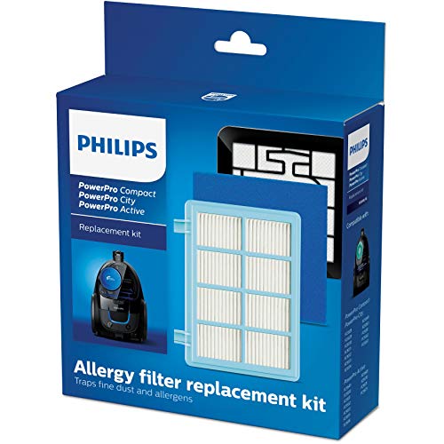 Philips FC8010/02 - Set di filtri di ricambio originali per aspirapolvere PowerPro Compact e Active, colore: Blu/Bianco