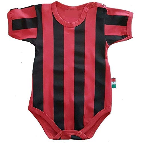 BrolloGroup Body Neonato Rosso Nero Manica Corta Abbigliamento Calcio PS 32772 (12 Mesi)