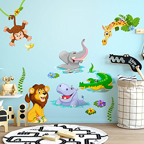 kina R00429 Adesivo murale per Bambini - Animaletti a mollo - Misure Foglio 40x120 cm - Decorazione Parete, Adesivi per Muro, Carta da Parati