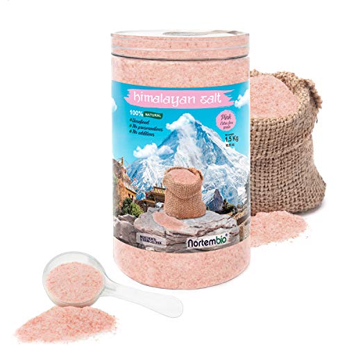 Nortembio Cristalli Rosa dell'Himalaya 1,5 kg. Extrafini (0,5-1 mm). 100% Naturali. Sali da Bagno e Cura Personale. qualità Premium.
