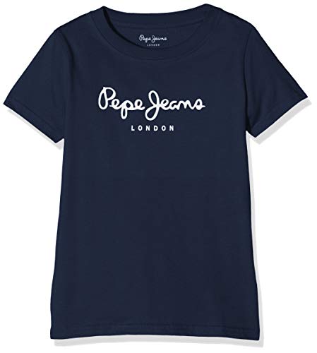 Pepe Jeans Art T-Shirt, Blu (Navy 595), 8 Anni Bambino