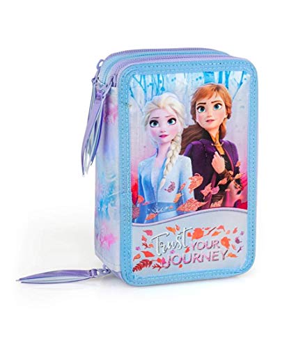 FROZEN - ASTUCCIO SCUOLA 3 ZIP FROZEN ELSA ED ANNA - COMPLETO DI 44 PEZZI