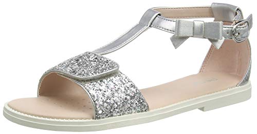 Geox J Karly Girl A, Sandali con Chiusura a T Bambina, Argento (Silver C1007), 32 EU