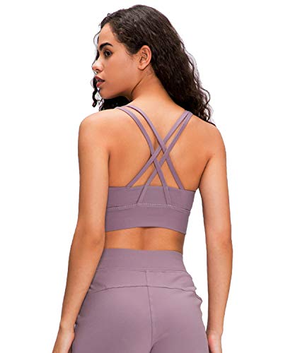 EVELIFE Reggiseno Sportivo Donna Imbottito, Reggiseni Sportivi con Spallacci Senza Ferretto, Sports Bra per Yoga Corsa Jogging Ginnastica(10023-Viola S)