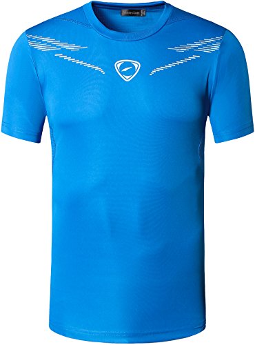 jeansian Uomo Asciugatura Rapida Sportivo Casuale Slim Sports Fashion Tee T-Shirts Maglietta LSL070 Blue L