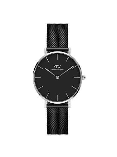 Daniel Wellington Petite Ashfield Orologio Donna, 32mm, in Maglia, Nero/Argento