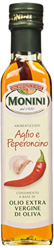Monini Aromatizzato Aglio e Peperoncino Condimento a Base di Olio Extra Vergine di Oliva - 1 Bottiglia da 250 ml